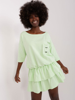 Hurt Pistacjowa rozkloszowana sukienka dresowa 