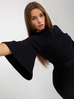 Hurt Czarna prążkowana sukienka ołówkowa z wiązaniem OCH BELLA