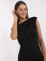 Schwarzes Cocktailkleid mit Applikationen.