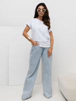 Jasnoniebieska bawełniana bluzka w romby