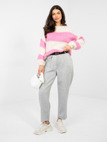 Pastelowy różowy damski sweter z bufiastym rękawem