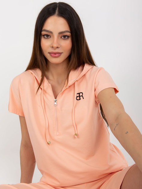 Hurt Brzoskwiniowa damska piżama bawełniana z szortami