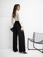 Czarne spodnie basic z szeroką nogawką RUE PARIS 