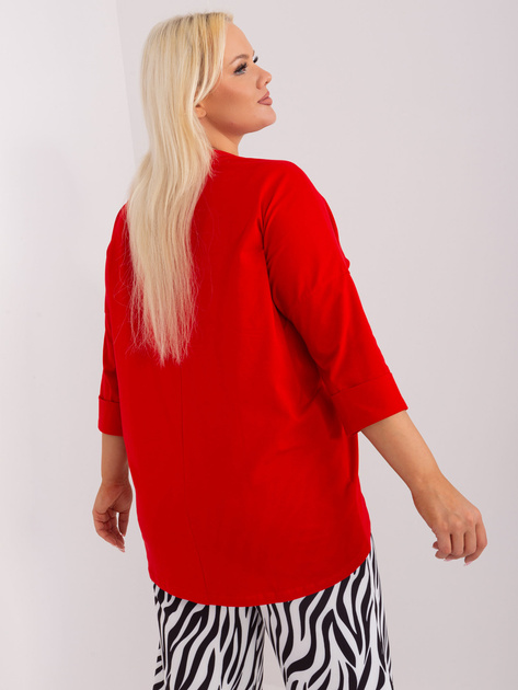 Hurt Czerwona bluzka plus size z okrągłym dekoltem