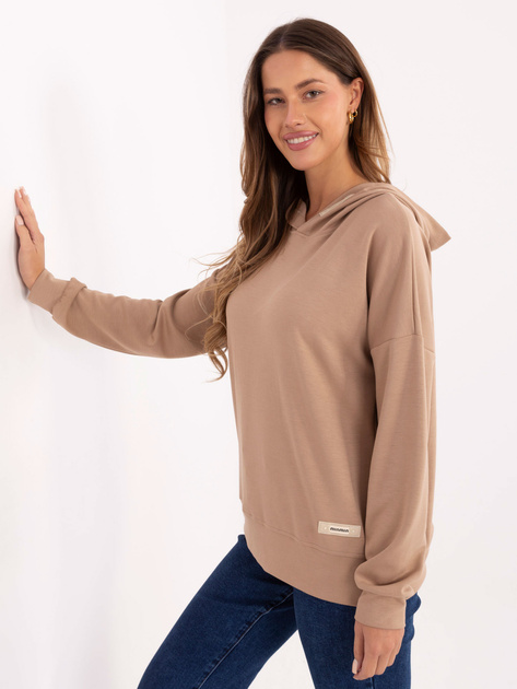 Beżowa damska bluza oversize z kapturem