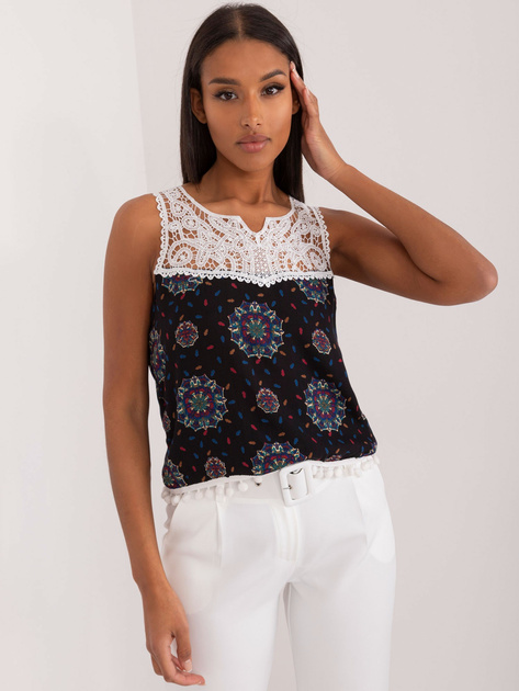 Hurtownia Czarno-niebieski damski top z wiskozy