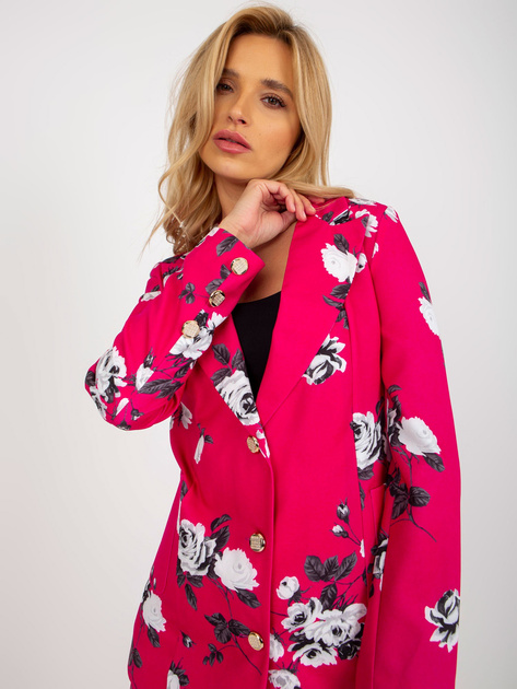 Hurt Fuksjowa elegancka marynarka w kwiaty od garnituru