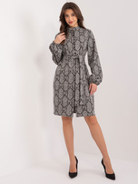 Hurtownia Szaro-czarna sukienka dzianinowa z guzikami