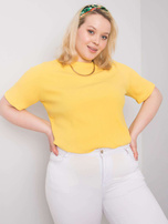 Żółta bluzka plus size z materiału prążkowanego Stella