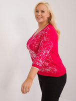 Hurtownia Czerwona casualowa bluzka plus size z nadrukiem