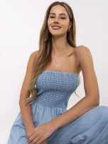 Niebieski kombinezon bandeau z kieszeniami 