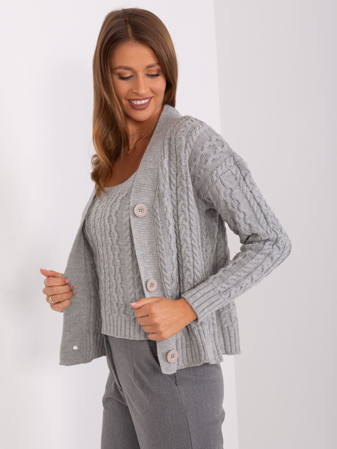 Hurt Szary dzianinowy komplet damski