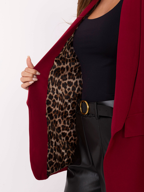 Bordowa damska marynarka bez zapięcia