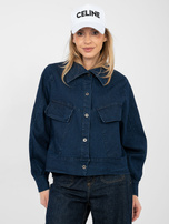 Granatowa jeansowa kurtka z kieszeniami RUE PARIS 