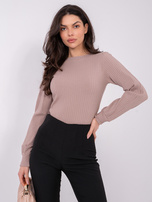 Ciemnobeżowa bluzka w prążek RUE PARIS  