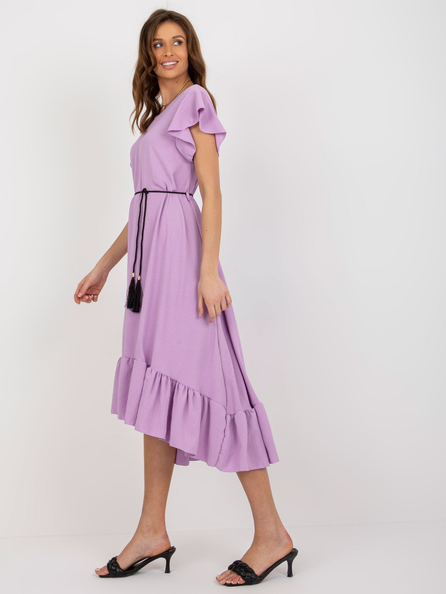 Wholesale Light Purple Oversize Dress with Ruffle