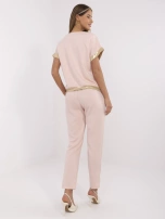 Brzoskwiniowy komplet z krótkim rękawem