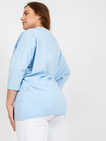 Jasnoniebieska codzienna bluzka plus size z rękawem 3/4 