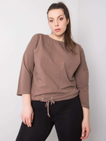 Kávová bavlněná blůza plus size Sandy.
