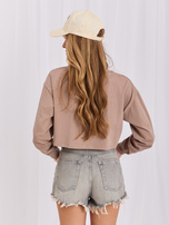 Dunkelbeige kurze Basic-Bluse Simeona.