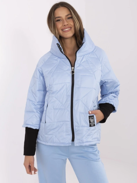 Hurt Jasnoniebieska pikowana kurtka damska bez kaptura