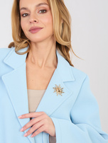 Pastelowy niebieski piankowy płaszcz przed kolano RUE PARIS