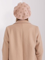 Hurtownia Beżowy damski beret z aplikacjami 