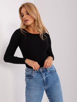 Hurt Czarny damski sweter klasyczny z wiskozą