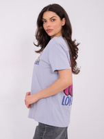 Liliowy damski t-shirt z nadrukiem teddy bear SUBLEVEL 