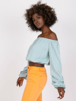 Miętowa krótka bluzka damska hiszpanka Nineli