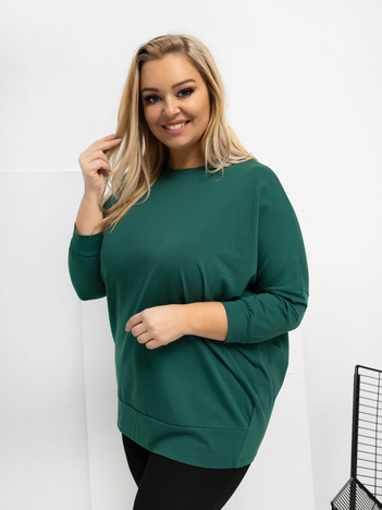 Ciemnozielona bluzka plus size z rękawem 3/4