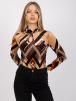 Brązowo-beżowa bluzka welurowa Pari