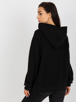 Hurtownia Czarna dresowa bluza z kapturem i troczkami