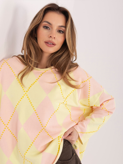 Pastelowa różowo-żółta bluza oversize bez kaptura