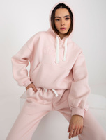 Hurtownia Jasnoróżowy komplet dresowy z bluzą z kapturem