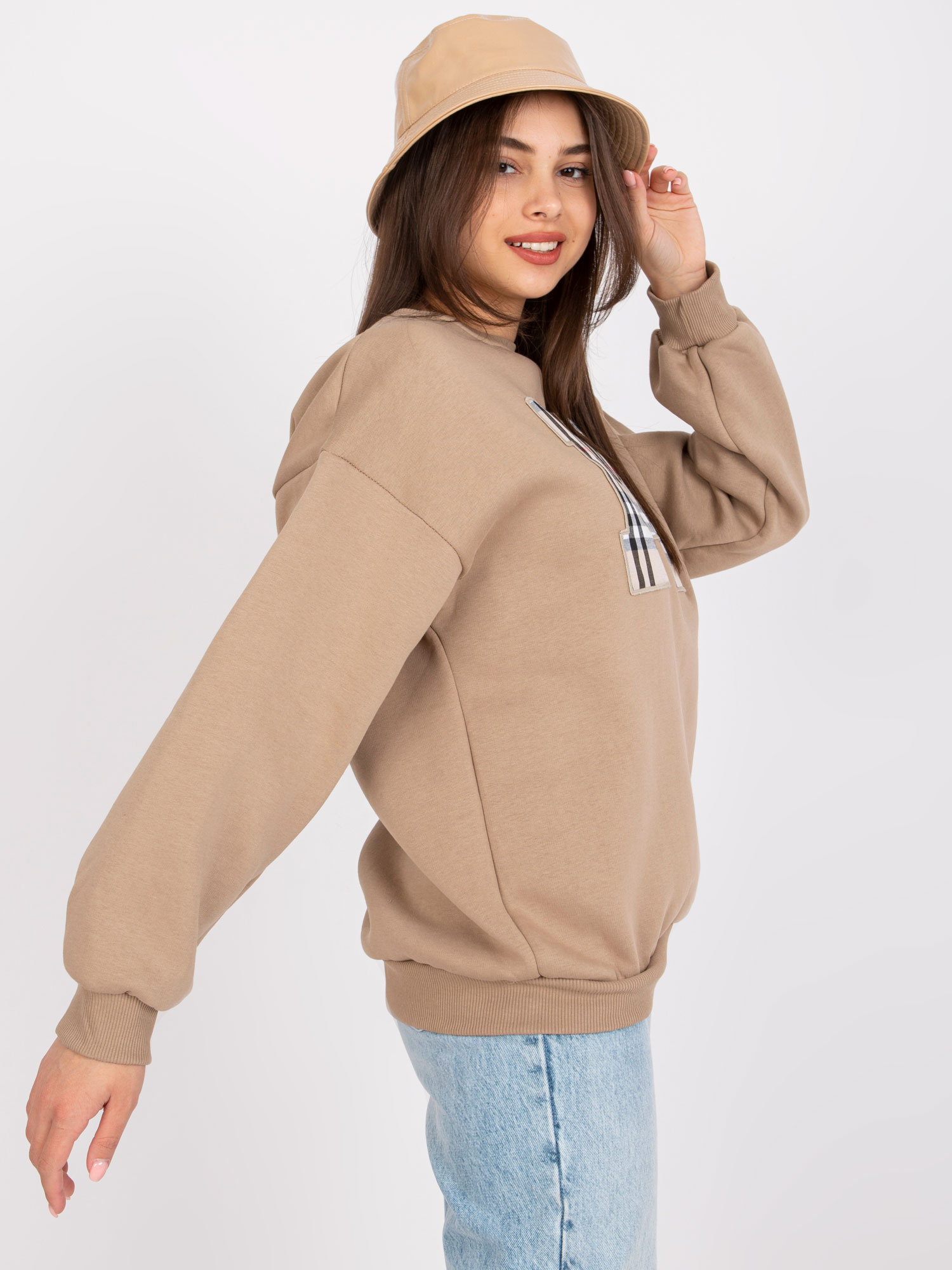 Dark beige sweatshirt women's oversize sweatshirt Elise 