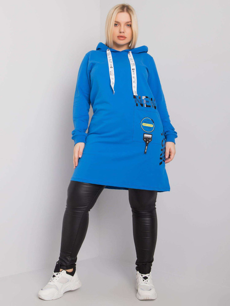 Ciemnoniebieska tunika plus size z kapturem Ashford
