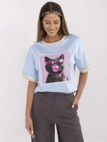 Jasnoniebieska damska bluzka oversize z wiskozą