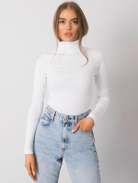 Biała bluzka w prążek z golfem Elisee RUE PARIS