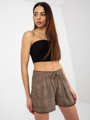 Hurt Brązowe letnie szorty casualowe w panterkę FRESH MADE