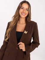 Brązowa marynarka z zapięciem na guzik RUE PARIS 