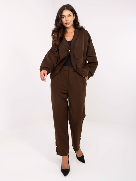 Ciemnobrązowy komplet z kardiganem oversize RUE PARIS