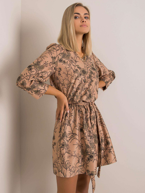 Beżowo-zielona sukienka Alissia