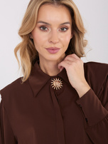 Brązowa elegancka koszula z kołnierzykiem