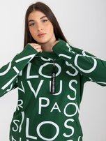 Hurt Ciemnozielona bluza plus size z kapturem i nadrukiem 
