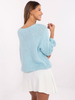 Hurt Jasnoniebieski damski sweter oversize z wełną