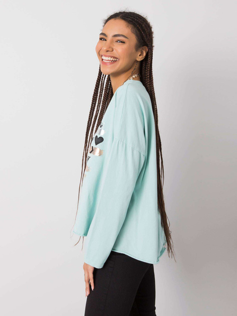 Miętowa bluzka z długim rękawem Miriana