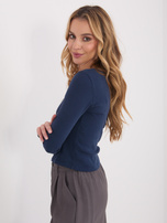 Granatowa krótka bluzka basic z bawełny