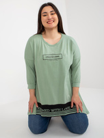 Hurt Pistacjowa asymetryczna tunika plus size z bawełny