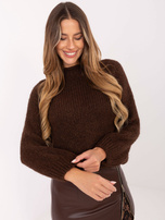 Brązowy sweter oversize z okrągłym dekoltem